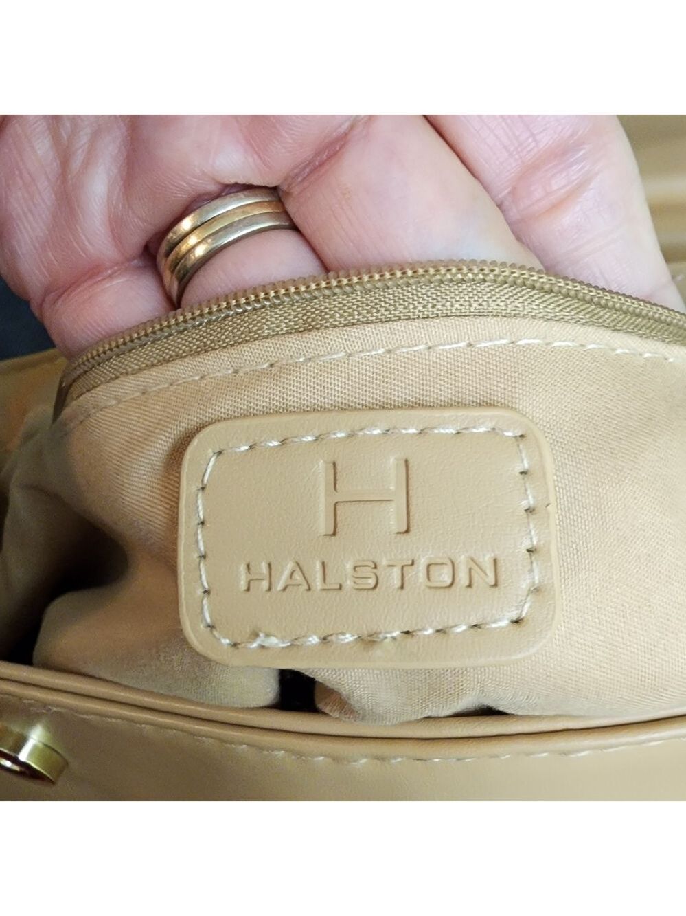 H by Halston Tan Handbag Satchel - Picture 5 of 11